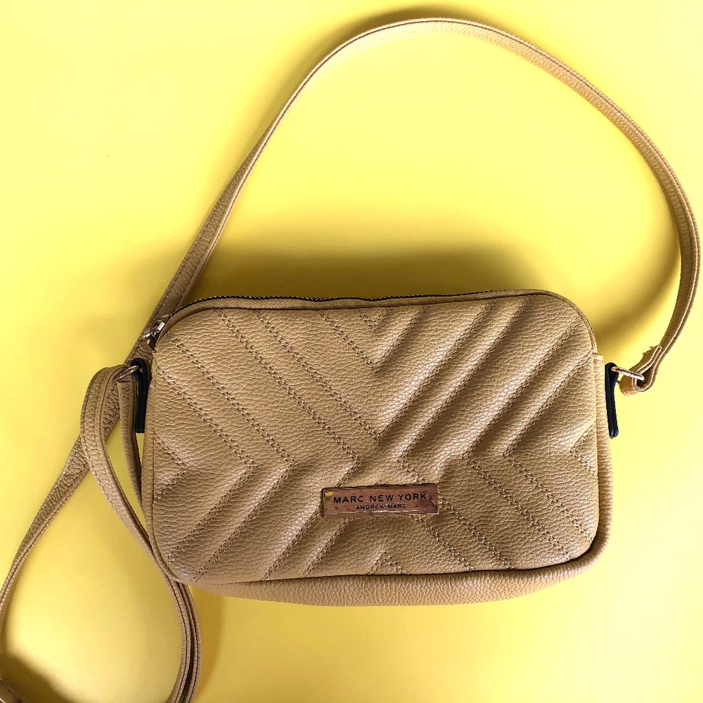 Marc New York Chevron Quilted Gold Crossbody Purse